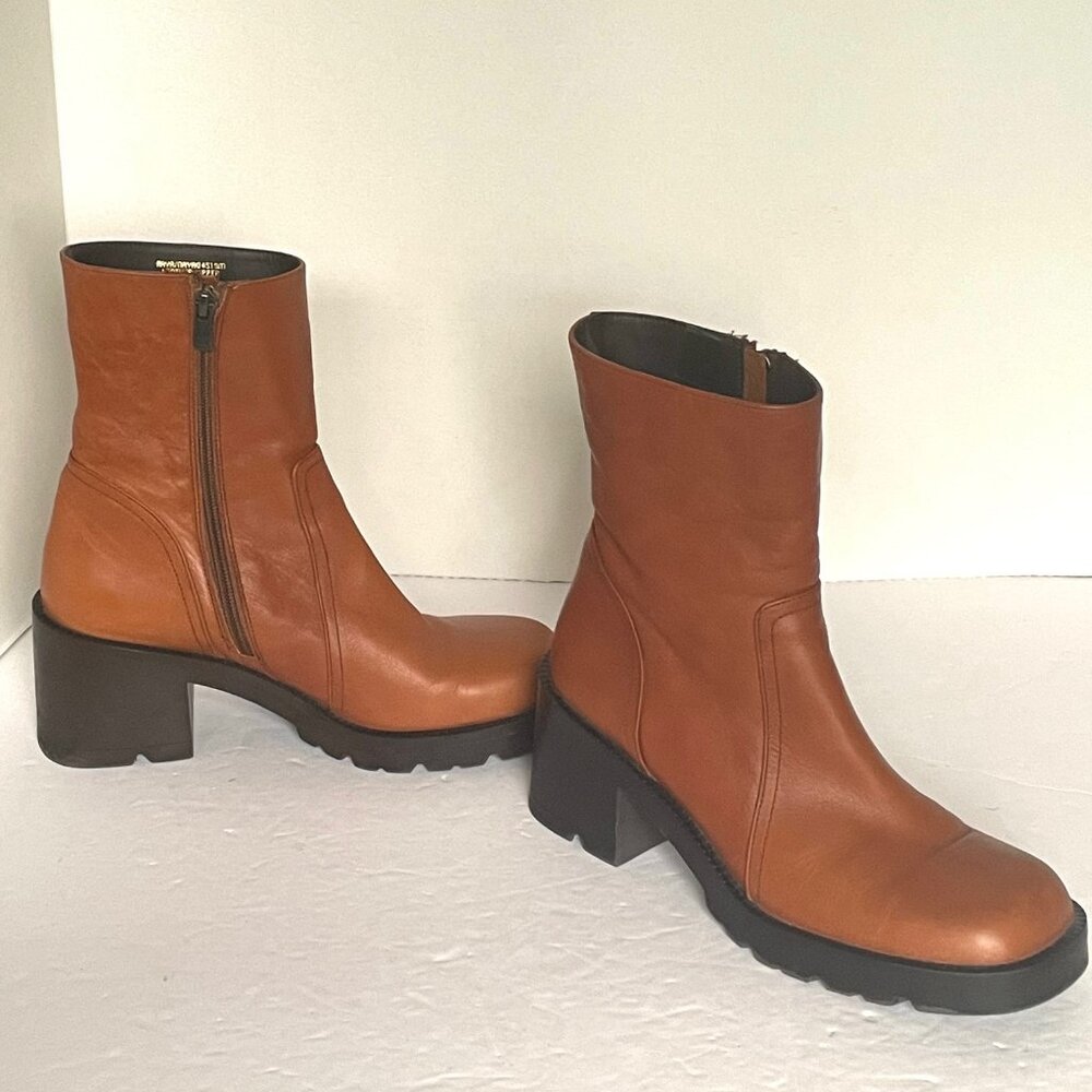 Steve Madden Naya Cognac Leather Ankle Boots Womens 39 Brown (8.5 - 9 US) - Picture 8 of 12